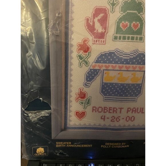 Cross Stitch Kit Sunset Sweater Birth Announcement 8x10 Polly Carbonari Counted - Picture 6 of 11